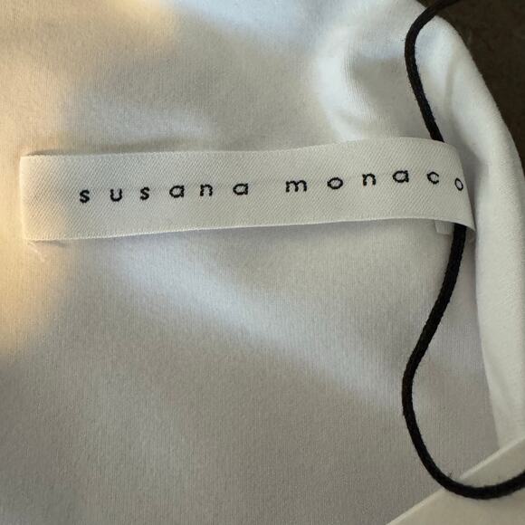 Susana Monaco One Shoulder Crop Long Sleeve Top in Sugar White NWT Size Large - Picture 5 of 8